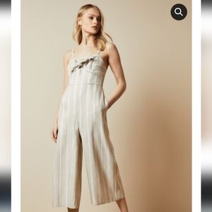 Ted Baker Dacey Linen Blend Ivory & Metallic Striped Jumpsuit